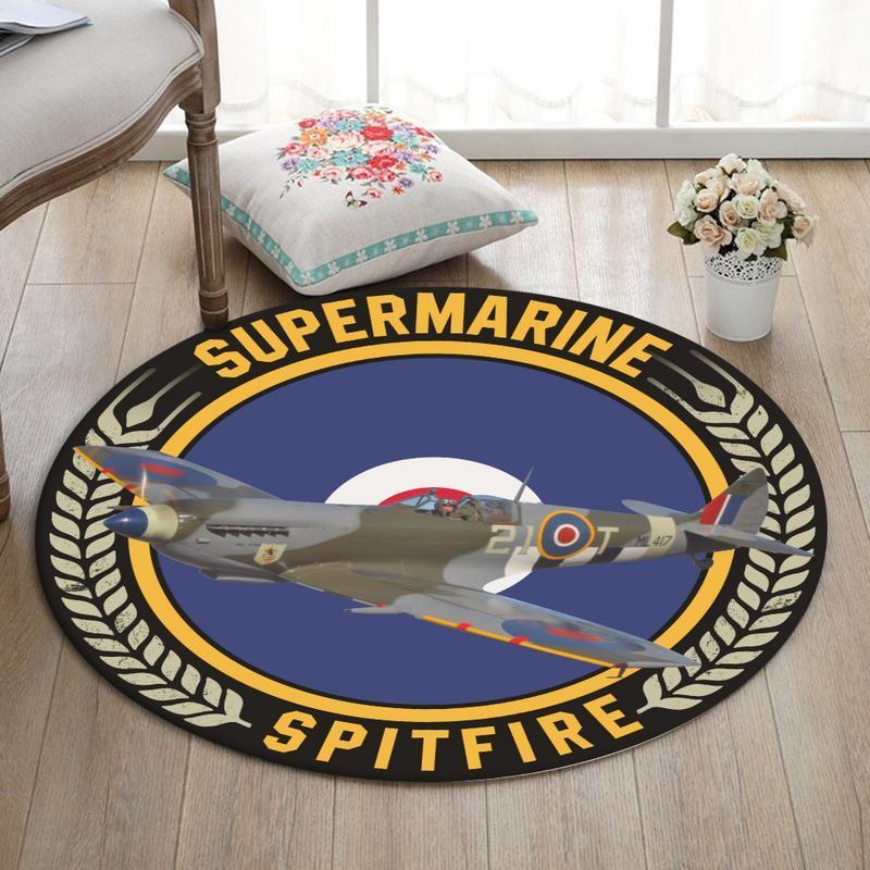 Supermarine Living Room Round Mat Circle Rug Supermarine Spitfire 02768