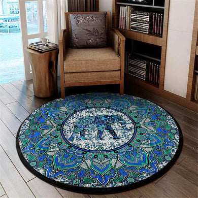 Yoga Elephant Mandala Living Room Round Mat Circle Rug 05741