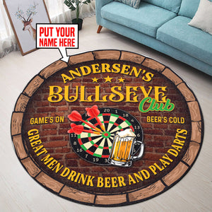 Personalized Bullseye Club Dart And Beer Living Room Round Mat Circle Rug 07013