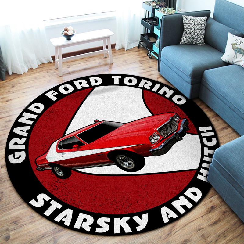 Starsky And Hutch Ford Gran Torino Living Room Round Mat Circle Rug 07139