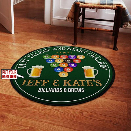 Personalized Billiards And Brews Living Room Round Mat Circle Rug 05997