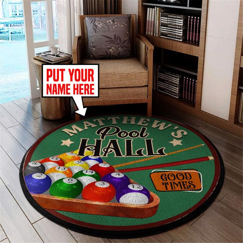 Personalized Pool Hall Living Room Round Mat Circle Rug 06126