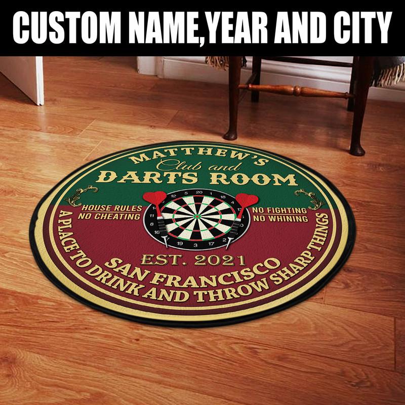 Personalized Dart Room Living Room Round Mat Circle Rug 07005 ...