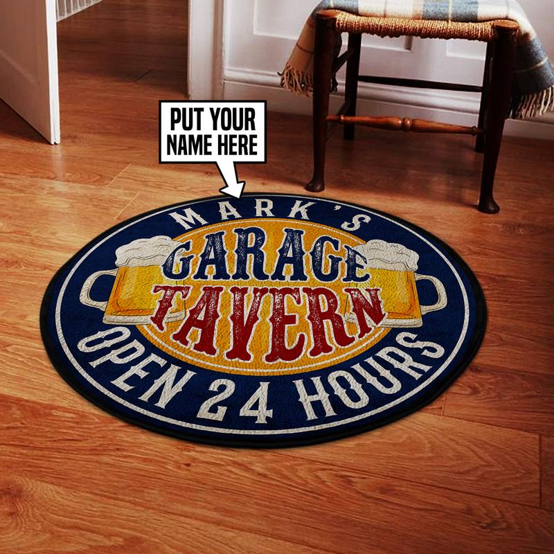 Personalized Garage Tavern Living Room Round Mat Circle Rug 05421