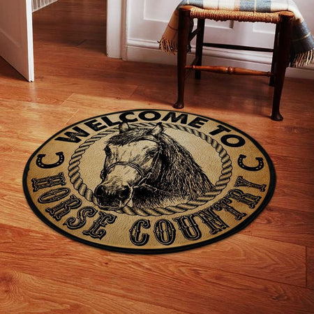 Welcome To Horse Country Living Room Round Mat Circle Rug 06059