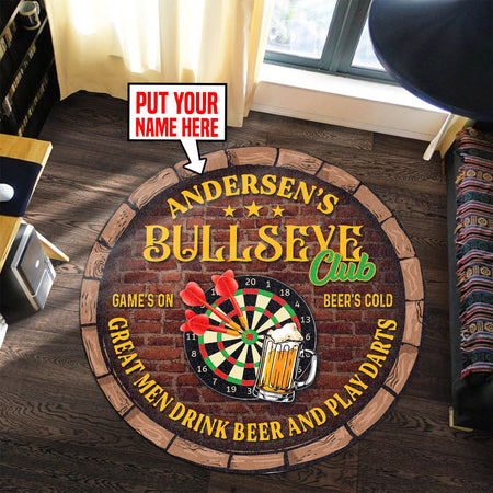 Personalized Bullseye Club Dart And Beer Living Room Round Mat Circle Rug 07013