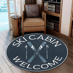 Ski Cabin Welcome Living Room Round Mat Circle Rug 06783