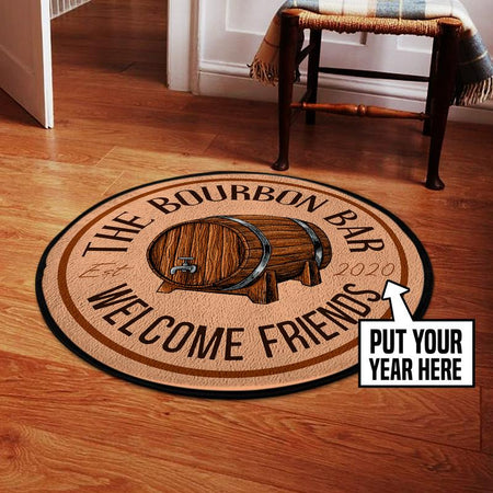 Personalized Bourbon Bar Living Room Round Mat Circle Rug 05746