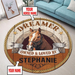 Personalized Horse Owned And Loved Living Room Round Mat Circle Rug 07039