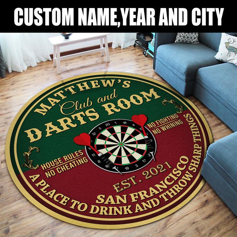 Personalized Dart Room Living Room Round Mat Circle Rug 07005 ...