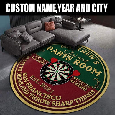 Personalized Dart Room Living Room Round Mat Circle Rug 07005