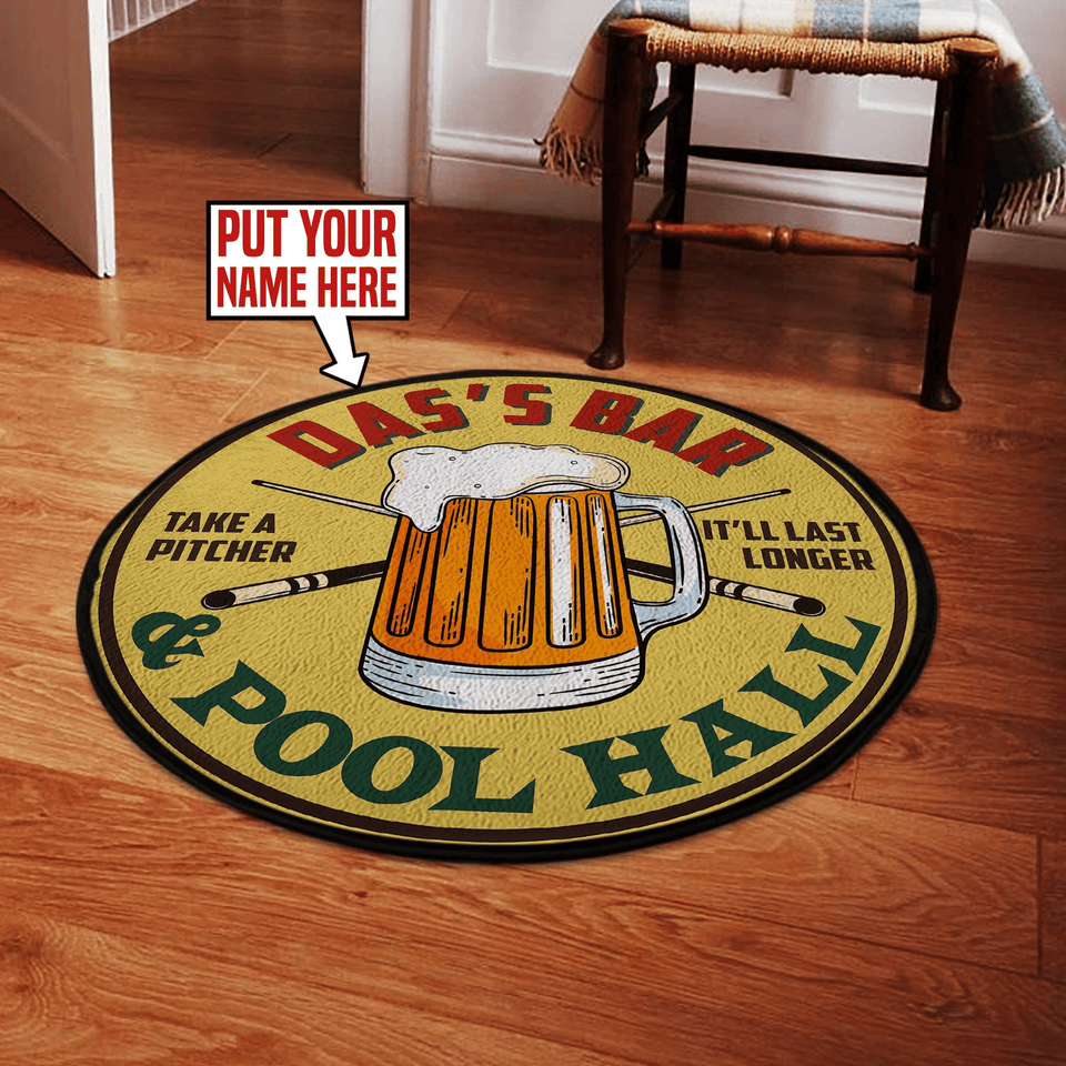 Personalized Dad's Bar Pool Hall Living Room Round Mat Circle Rug 06184