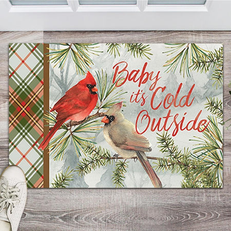 Baby It'S Cold Outside Cardinal Indoor And Outdoor Indoor Outdoor Doormat Floor Mat Funny Gift Ideas Welcome Mat Housewarming Gift Home Decor Funny