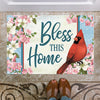 Bless This Home Cardinal Bird Indoor Outdoor Doormat Floor Mat