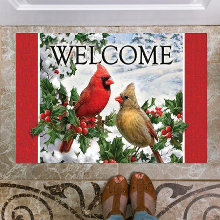 Welcome Cardinal Bird Winter Indoor And Outdoor Indoor Outdoor Doormat Floor Mat Funny Gift Ideas Welcome Mat Housewarming Gift Home Decor Funny