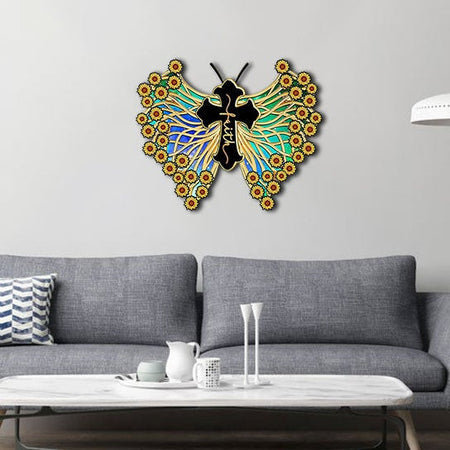 Monarch Butterfly Sunflower Faith Christian Cross Jesus - Decor Wall Art - Cut Metal Sign