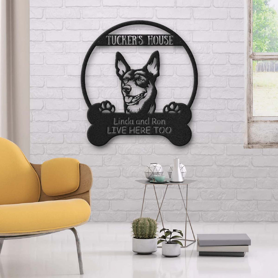 Australian Kelpie Boshih Dog Lovers Funny Personalized Metal House Sign