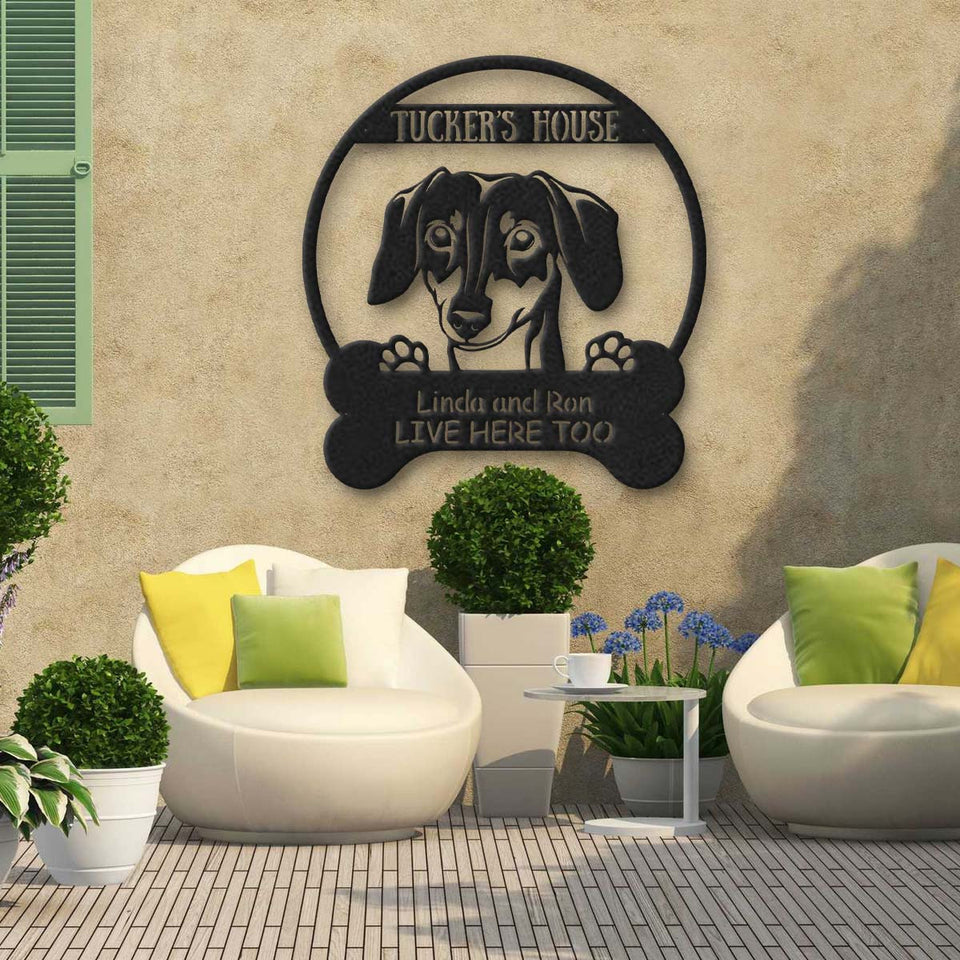 Dachshund's House Dog Lovers Personalized Metal Sign