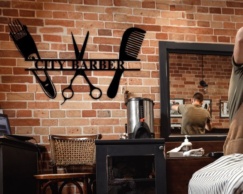 City Barber For Men   - Decor Wall Art - Personalized Cut Metal Sign