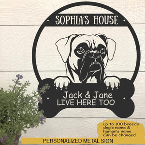 Boxer's House Dog Lovers Personalized Metal Sign