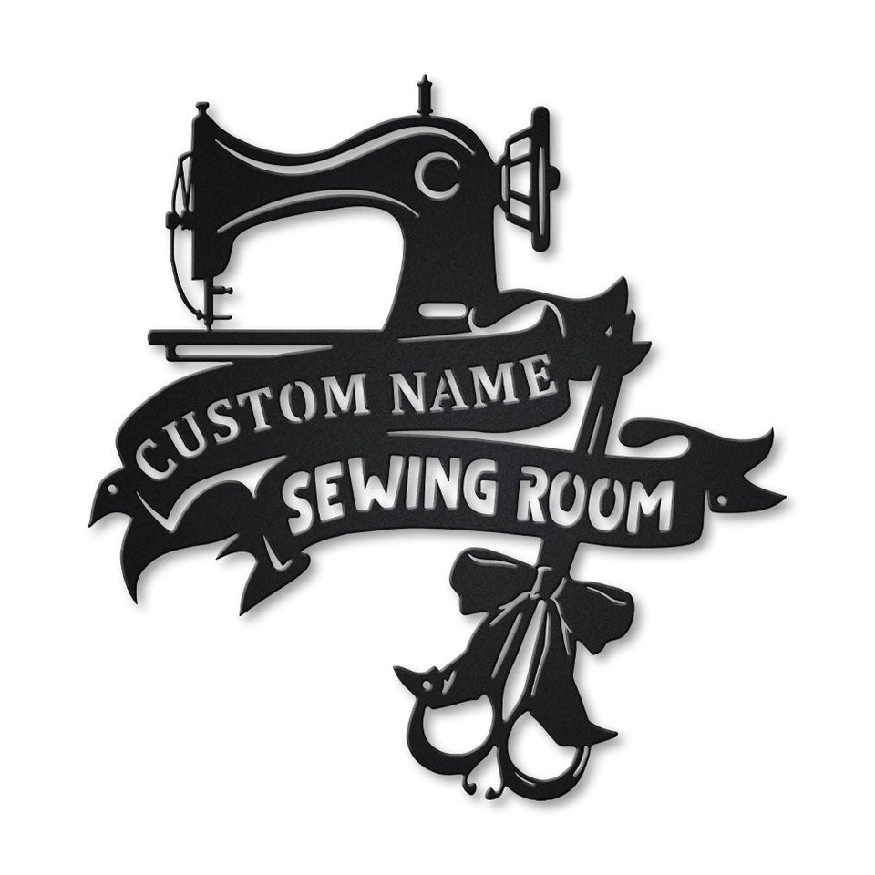 Personalized Name Sewing Room Metal House Sign