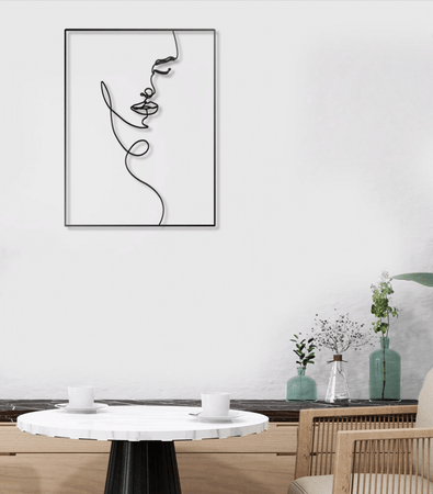 Female Face Line Art - Metal House Sign