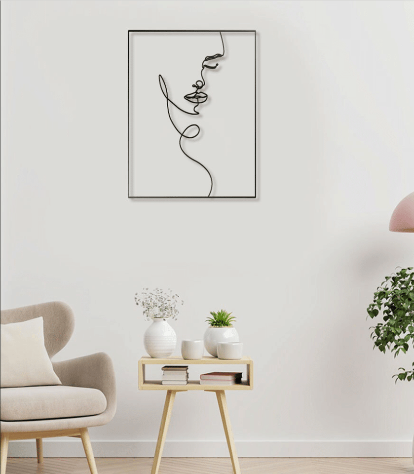 Female Face Line Art - Metal House Sign