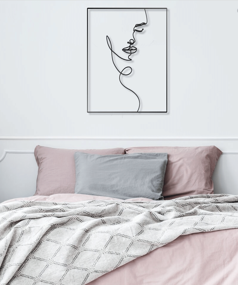 Female Face Line Art - Metal House Sign