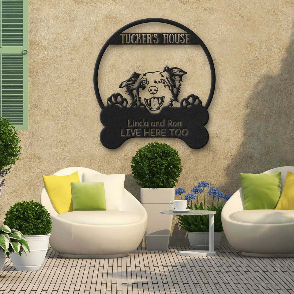 Australian shephered Dog Lovers Funny Personalized Metal House Sign