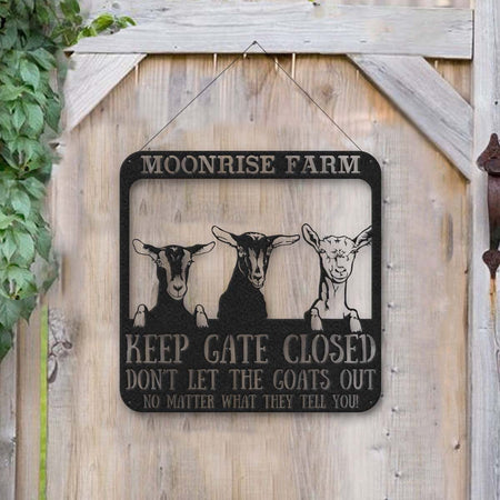 Goat Lovers Personalized Metal Sign Dont Let The Goats Out