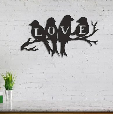 Four Birds And Love - Metal House Sign