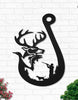 Deer Hunting Fish Hook - Cut Metal Sign