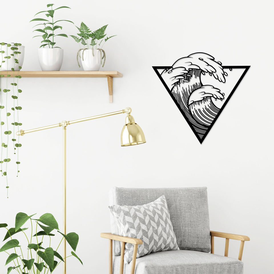 Waves (Triangle) Ocean | Decor | Wall Art - Cut Metal Sign