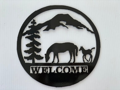 Welcome Horse Hunting - Cut Metal Sign