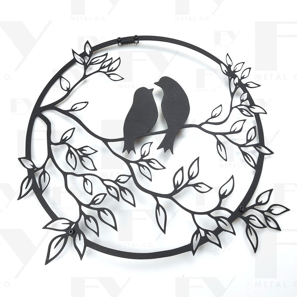 Tree Branches Bird (Circle) | Decor Wall Art - Cut Metal Sign