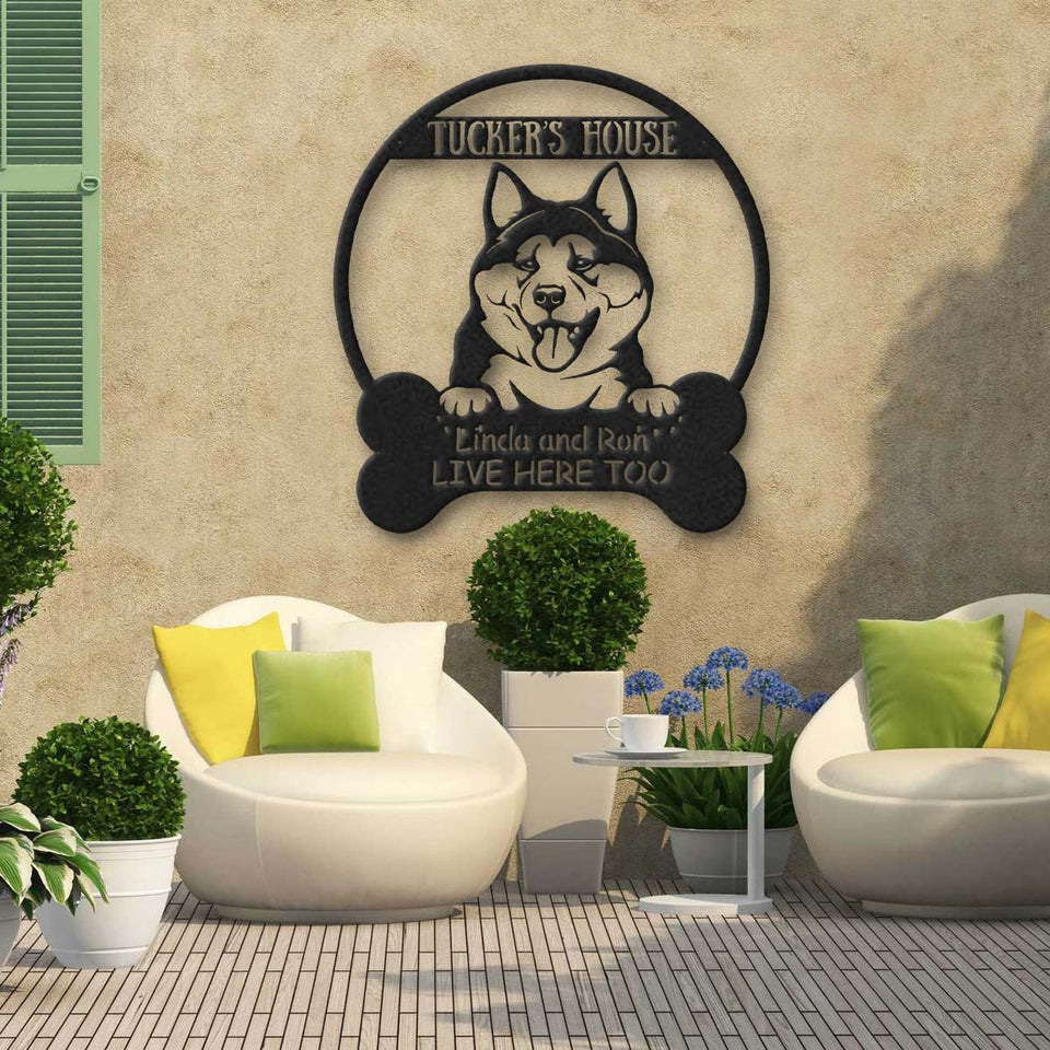 Akita Dog Lovers Funny Personalized Metal House Sign