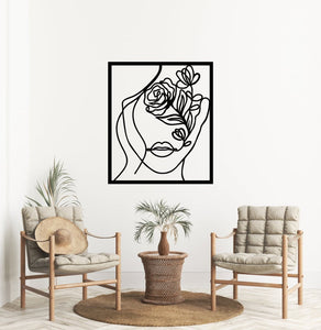 Woman Face One Line Abstract (Rectangle) | Wall Art Decor - Cut Metal Sign