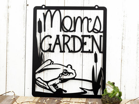 Mom's Garden Frog - Personalized Cut Metal Sign