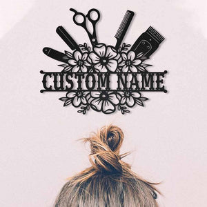 Hair Salon Personalized Name Cut Metal Sign