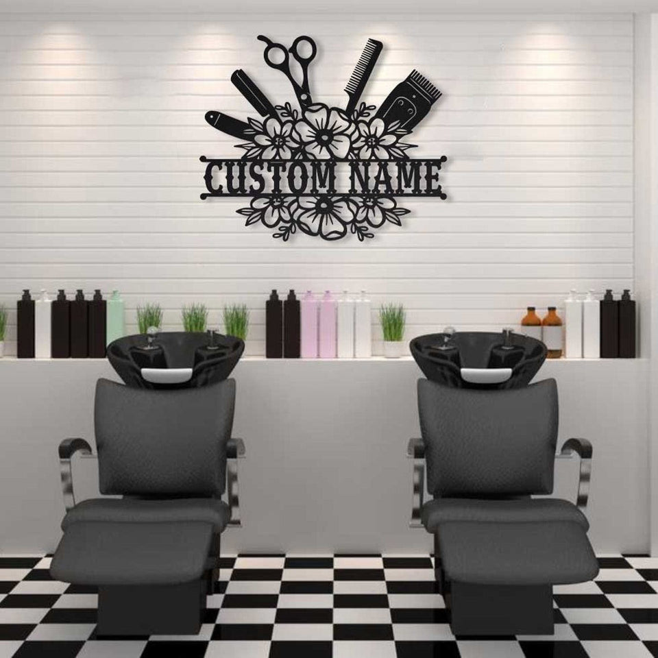 Hair Salon Personalized Name Cut Metal Sign