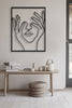 Hand On Face Metal Wall Art | Female One Line | Minimal Wall Decor | Wall Art - Cut Metal Sign