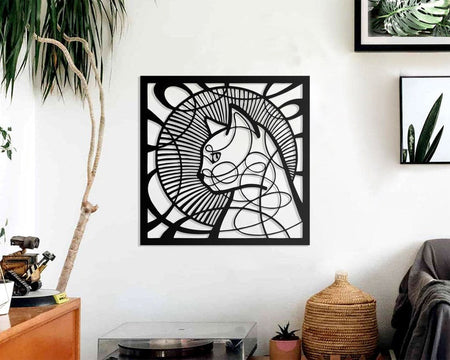 Beautiful Cat circle vintage - Cut Metal Sign
