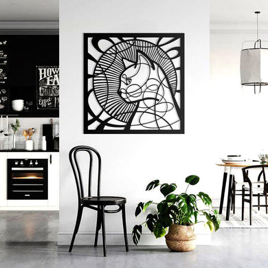 Beautiful Cat circle vintage - Cut Metal Sign