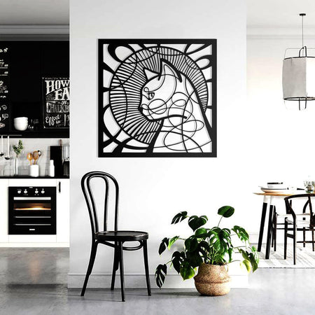 Beautiful Cat circle vintage - Cut Metal Sign