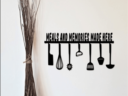 Meals and Memories Made Here Kitchen Decor - Cut Metal Sign
