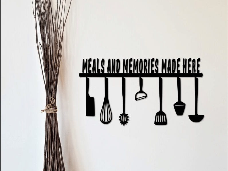 Meals and Memories Made Here Kitchen Decor - Cut Metal Sign