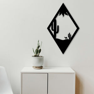 Desert Sun Cactus Plant Camel | Wall Art Decor - Cut Metal Sign