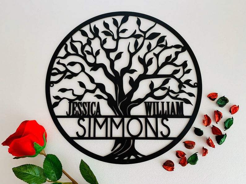 Tree of Life Custom Family Name - Personalized Metal House Sign