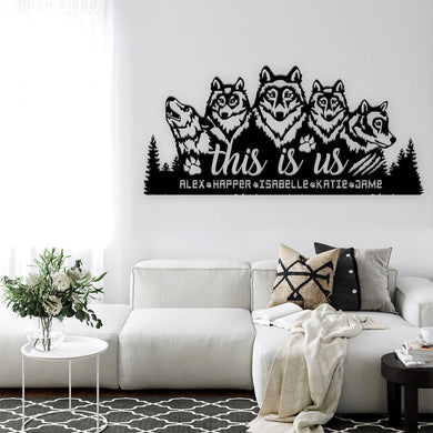 Family This Is Us Wolf Metal Wall Art Customized Name