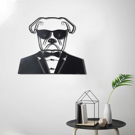 Cool Bulldog Bodyguard for Bulldog Lovers | Decor Wall Art - Cut Metal Sign